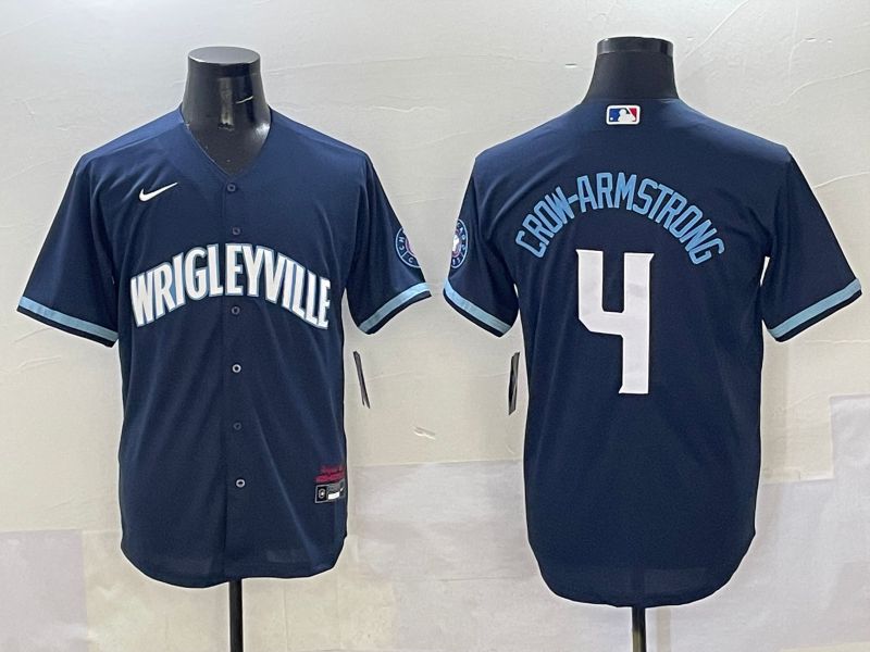 Men Chicago Cubs #4 Crow-Armstrong Dark Blue City Edition 2025 Nike MLB Jersey style 11